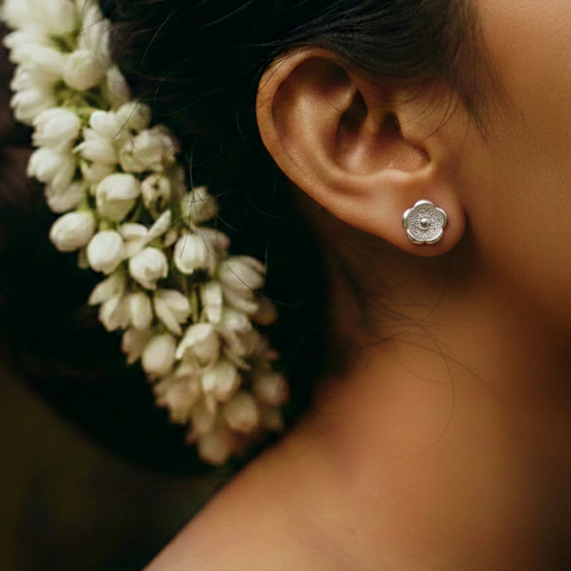 Party and office wear silver stud earrings