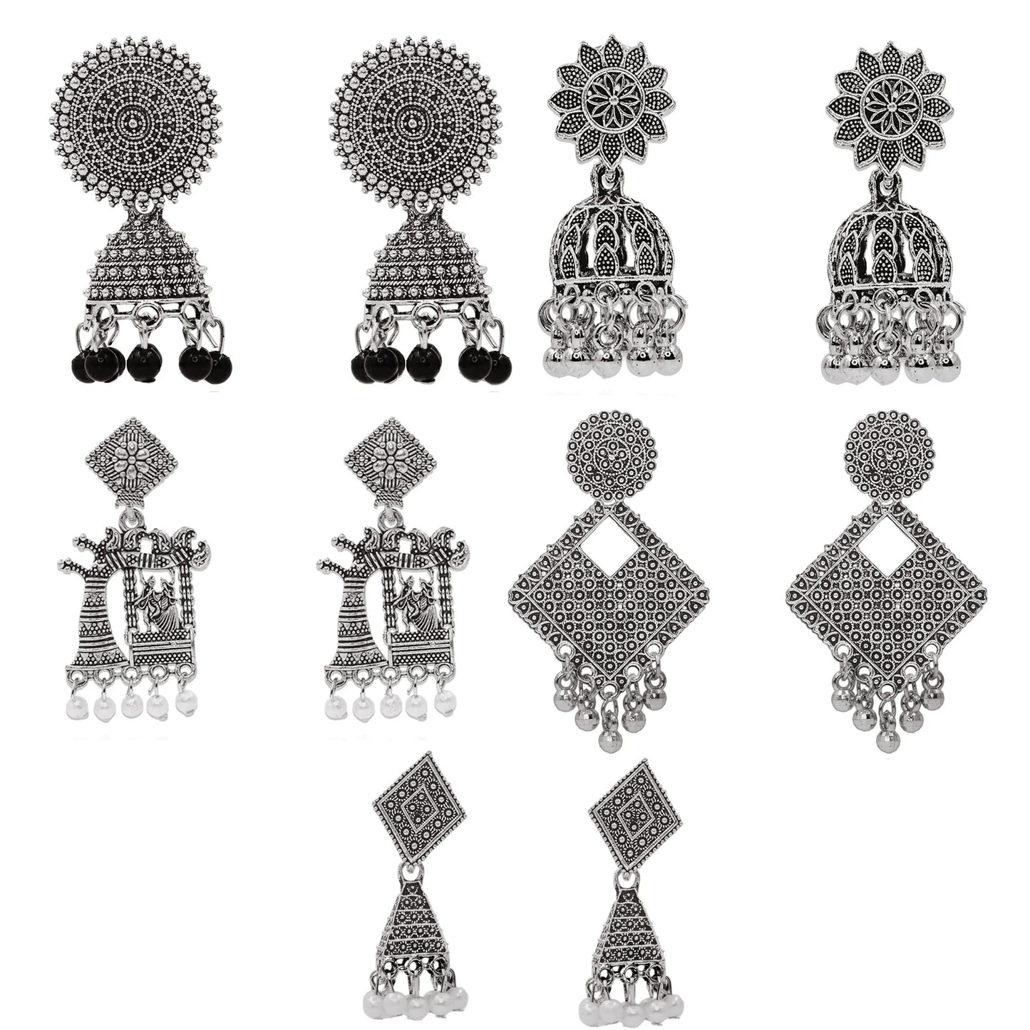 Designer Oxidised Earrings Combo Set (5 Pairs) | Statement
