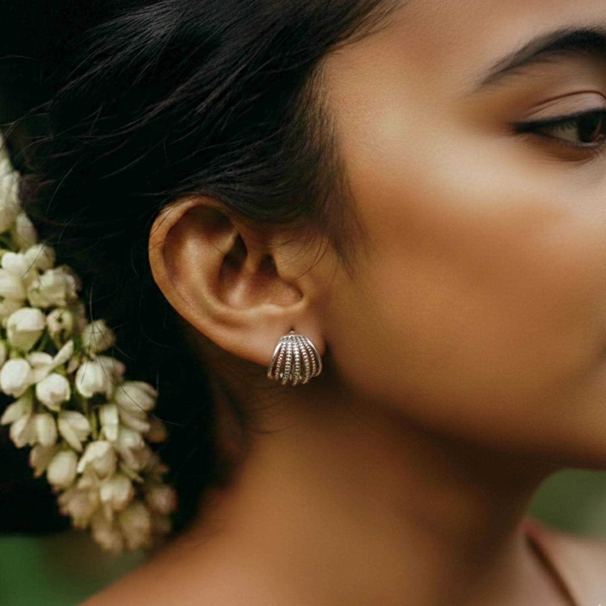 Silver plated ear studs combo close up_1