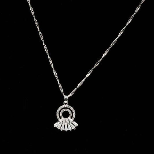 Sparkling Circle Pendant Necklace Set with Cubic Zirconia