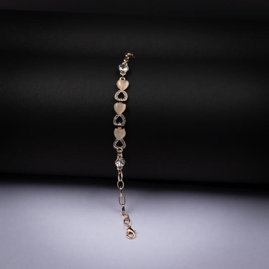 Sparkling Heart Charm Bracelet - Cubic Zirconia & Gold-Plated