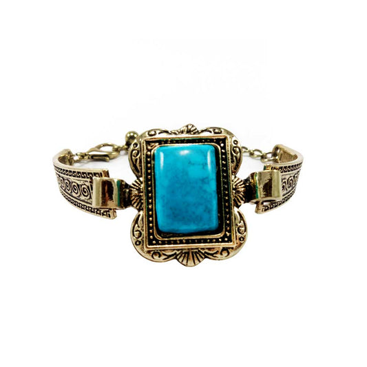 Turquoise Stone Bracelet - Vintage-Inspired, Boho Chic_01