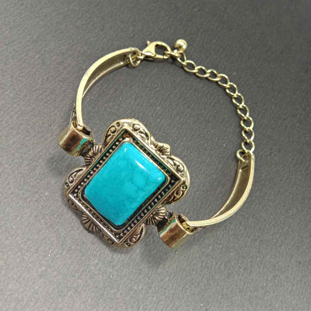 Turquoise Stone Bracelet - Vintage-Inspired, Boho Chic_02