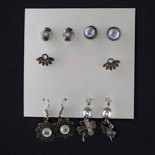 Upgrade your jewelry game with DIVAMAS earrings – chic hoops, beautiful studs, and elegant danglers in one combo.