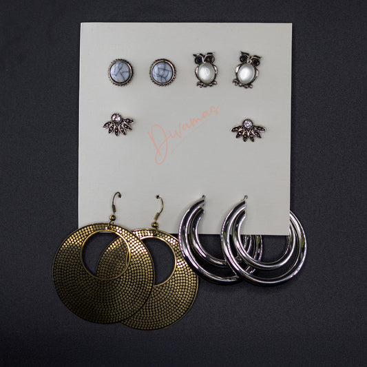 Upgrade your jewelry game with DIVAMAS earrings – chic hoops, beautiful studs, and elegant danglers in one combo.

